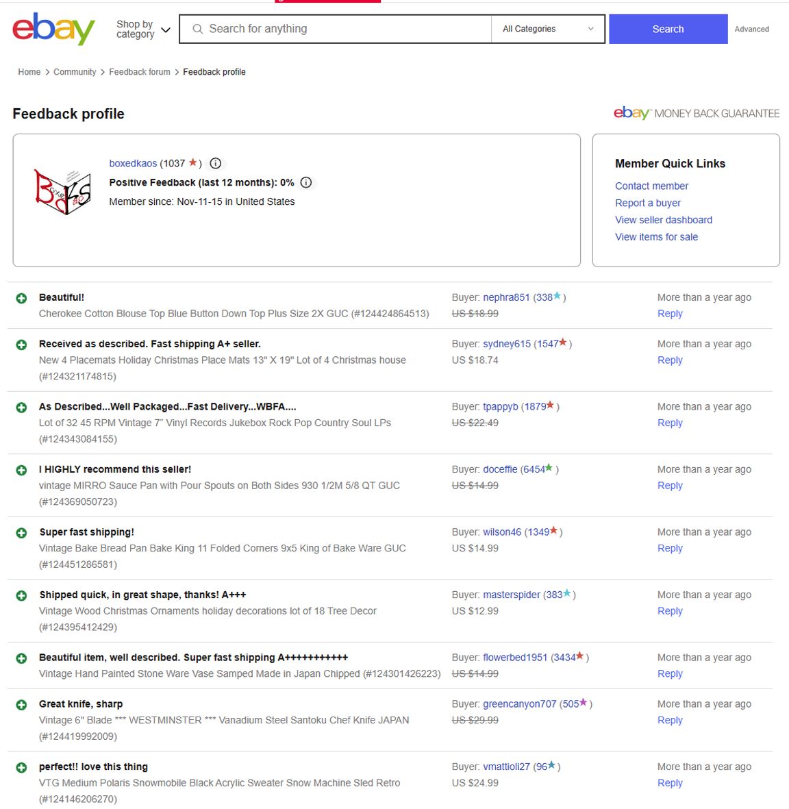 eBay reviews